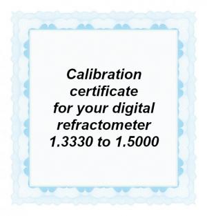 Foto: CAL-RI-15000: Calibration certificate for your handheld digital refractometer equipped with a refractive index scale in the range from 1.3330 to 1.5000