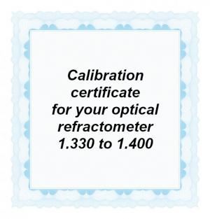 Foto: CAL-RI-1400: Calibration certificate for your handheld optical refractometer equipped with a refractive index scale in the range from 1.330 to 1.400